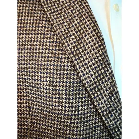 Tommy Hilfiger Blazer 38R Brown Tweed Houndstooth Check Sport Coat 2 button - Picture 3 of 12